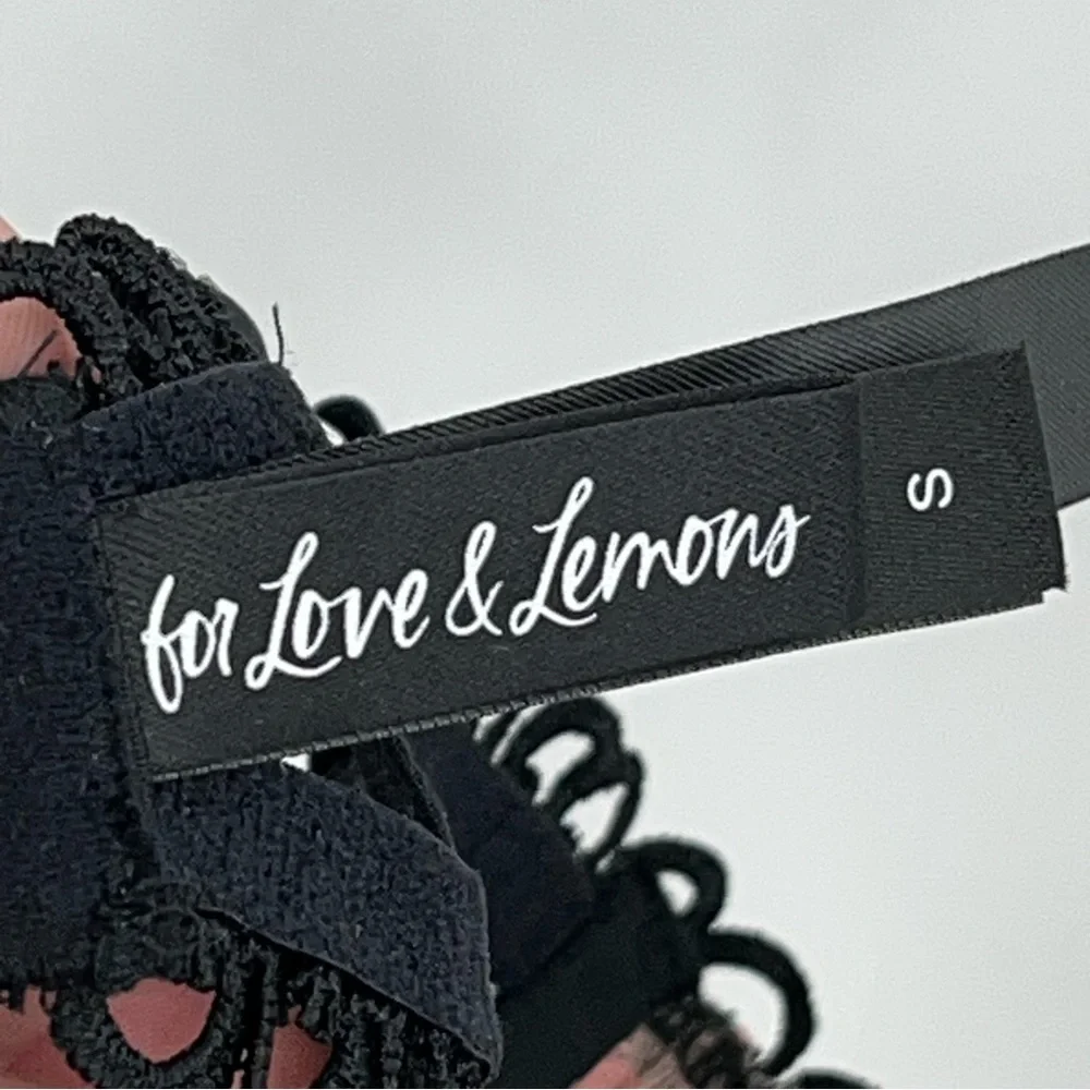 For Love And Lemons S Juliet Black Pink Floral Lace Bra small unlined